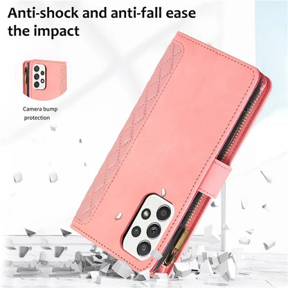 For Samsung Galaxy A73 5G Cell Phone Case Anti-drop 9 Card Slots Wallet Cover with Wrist Strap