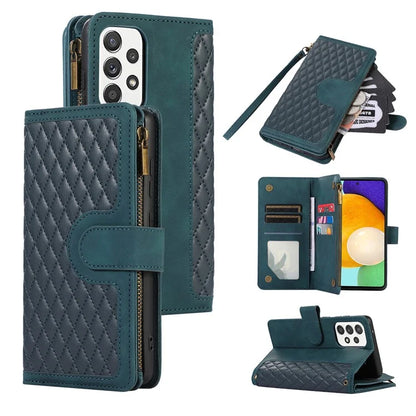 For Samsung Galaxy A73 5G Cell Phone Case Anti-drop 9 Card Slots Wallet Cover with Wrist Strap