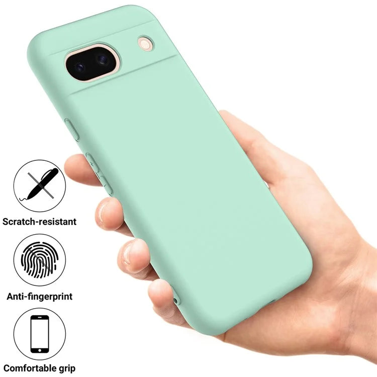 For Google Pixel 8a Cell Phone Case Soft Lining Scratch-proof Liquid Silicone Cover with Strap