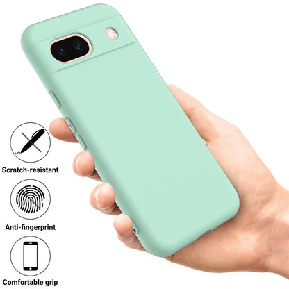 For Google Pixel 8a Cell Phone Case Soft Lining Scratch-proof Liquid Silicone Cover with Strap