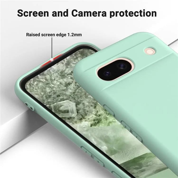 For Google Pixel 8a Cell Phone Case Soft Lining Scratch-proof Liquid Silicone Cover with Strap
