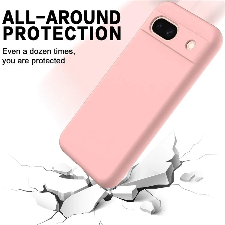 For Google Pixel 8a Cell Phone Case Soft Lining Scratch-proof Liquid Silicone Cover with Strap