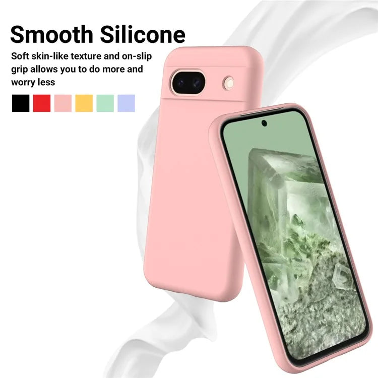 For Google Pixel 8a Cell Phone Case Soft Lining Scratch-proof Liquid Silicone Cover with Strap