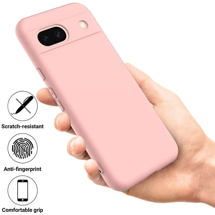 For Google Pixel 8a Cell Phone Case Soft Lining Scratch-proof Liquid Silicone Cover with Strap