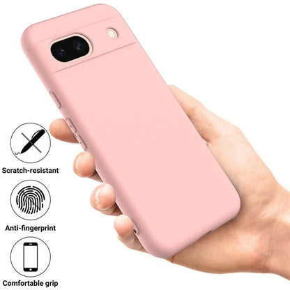For Google Pixel 8a Cell Phone Case Soft Lining Scratch-proof Liquid Silicone Cover with Strap