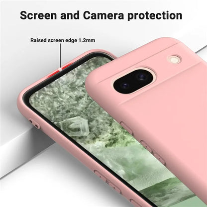 For Google Pixel 8a Cell Phone Case Soft Lining Scratch-proof Liquid Silicone Cover with Strap