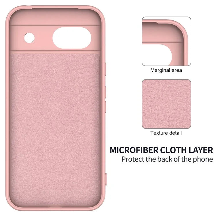 For Google Pixel 8a Cell Phone Case Soft Lining Scratch-proof Liquid Silicone Cover with Strap