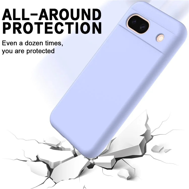 For Google Pixel 8a Cell Phone Case Soft Lining Scratch-proof Liquid Silicone Cover with Strap