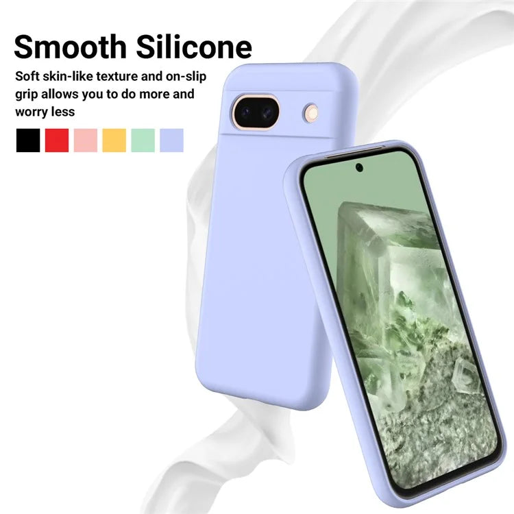 For Google Pixel 8a Cell Phone Case Soft Lining Scratch-proof Liquid Silicone Cover with Strap