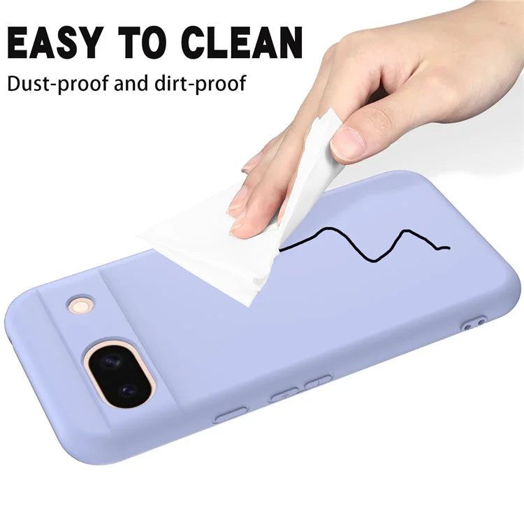 For Google Pixel 8a Cell Phone Case Soft Lining Scratch-proof Liquid Silicone Cover with Strap