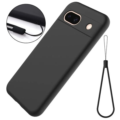 For Google Pixel 8a Cell Phone Case Soft Lining Scratch-proof Liquid Silicone Cover with Strap