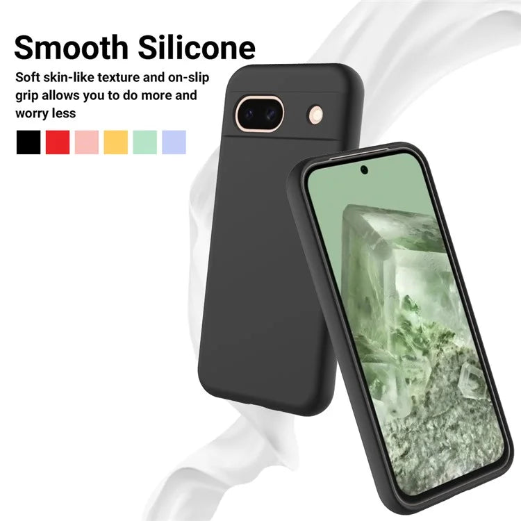 For Google Pixel 8a Cell Phone Case Soft Lining Scratch-proof Liquid Silicone Cover with Strap