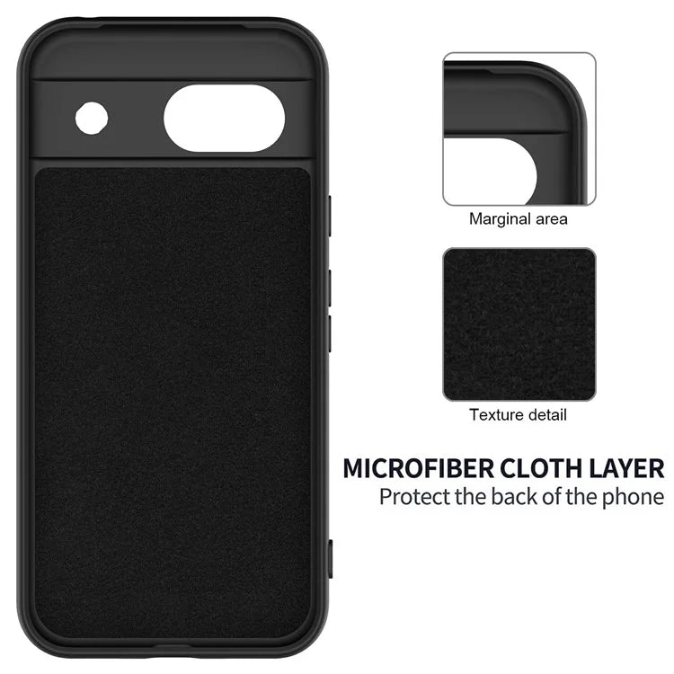 For Google Pixel 8a Cell Phone Case Soft Lining Scratch-proof Liquid Silicone Cover with Strap
