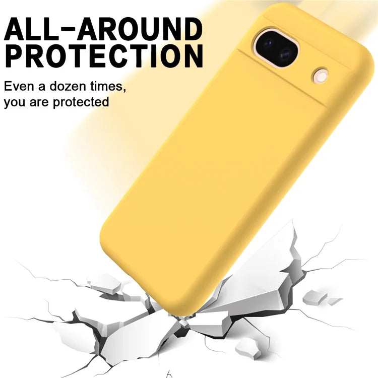 For Google Pixel 8a Cell Phone Case Soft Lining Scratch-proof Liquid Silicone Cover with Strap