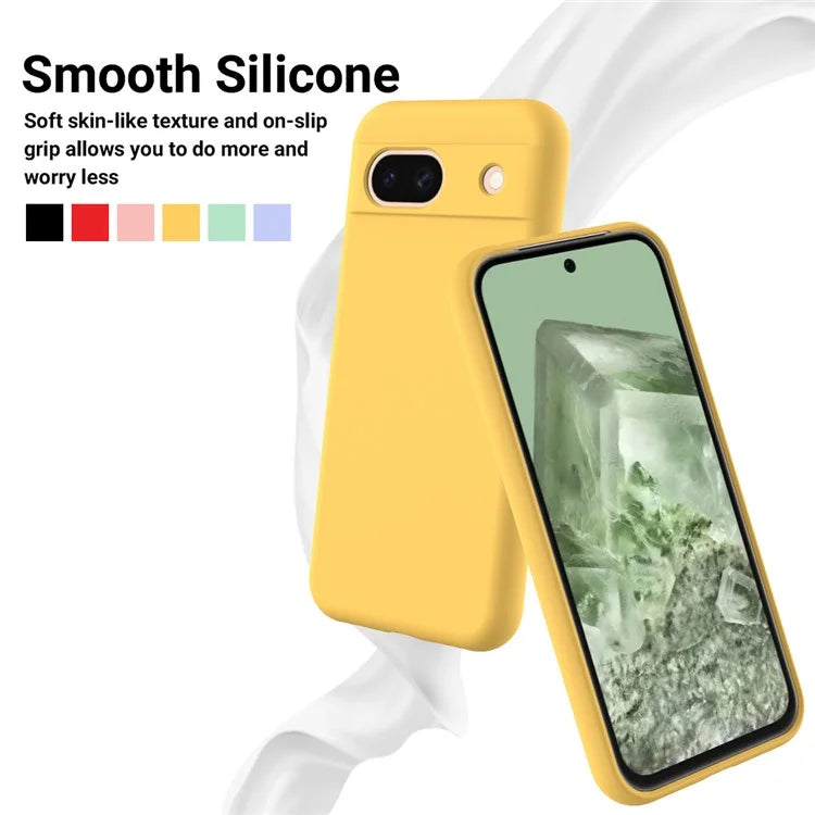 For Google Pixel 8a Cell Phone Case Soft Lining Scratch-proof Liquid Silicone Cover with Strap