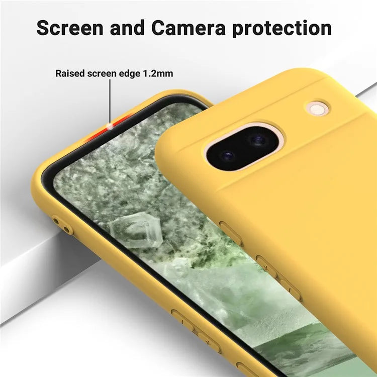 For Google Pixel 8a Cell Phone Case Soft Lining Scratch-proof Liquid Silicone Cover with Strap