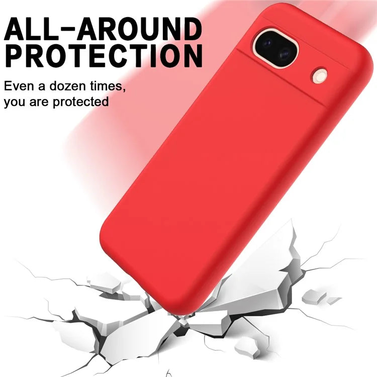For Google Pixel 8a Cell Phone Case Soft Lining Scratch-proof Liquid Silicone Cover with Strap