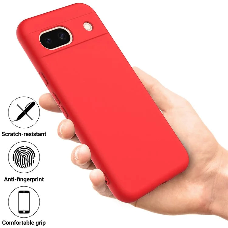 For Google Pixel 8a Cell Phone Case Soft Lining Scratch-proof Liquid Silicone Cover with Strap