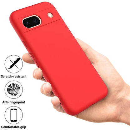 For Google Pixel 8a Cell Phone Case Soft Lining Scratch-proof Liquid Silicone Cover with Strap