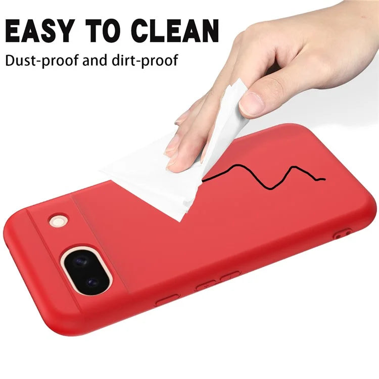 For Google Pixel 8a Cell Phone Case Soft Lining Scratch-proof Liquid Silicone Cover with Strap
