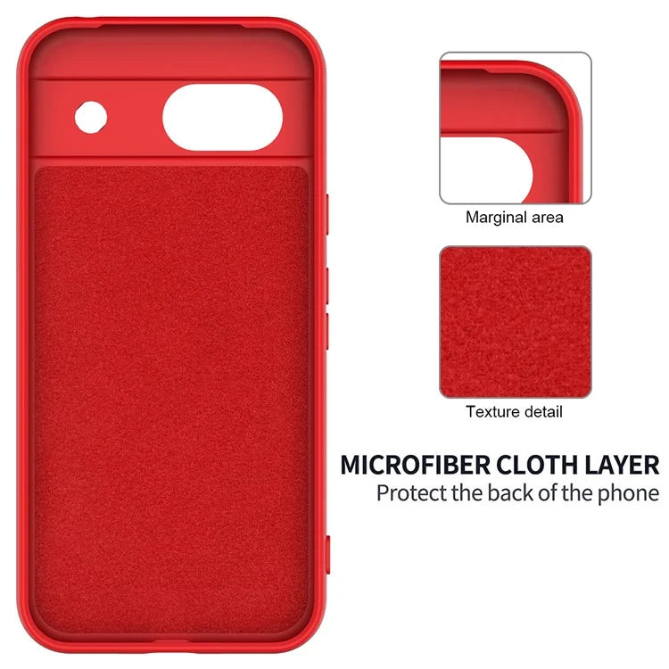 For Google Pixel 8a Cell Phone Case Soft Lining Scratch-proof Liquid Silicone Cover with Strap
