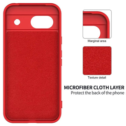 For Google Pixel 8a Cell Phone Case Soft Lining Scratch-proof Liquid Silicone Cover with Strap