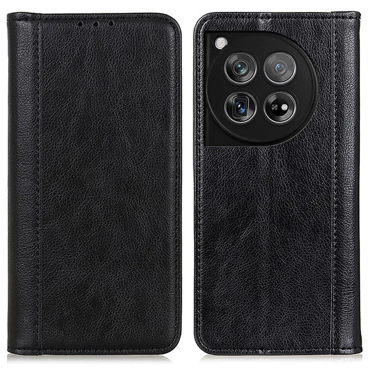 For OnePlus 12 5G Phone Cover Litchi Texture Magnetic Split Leather Wallet Case