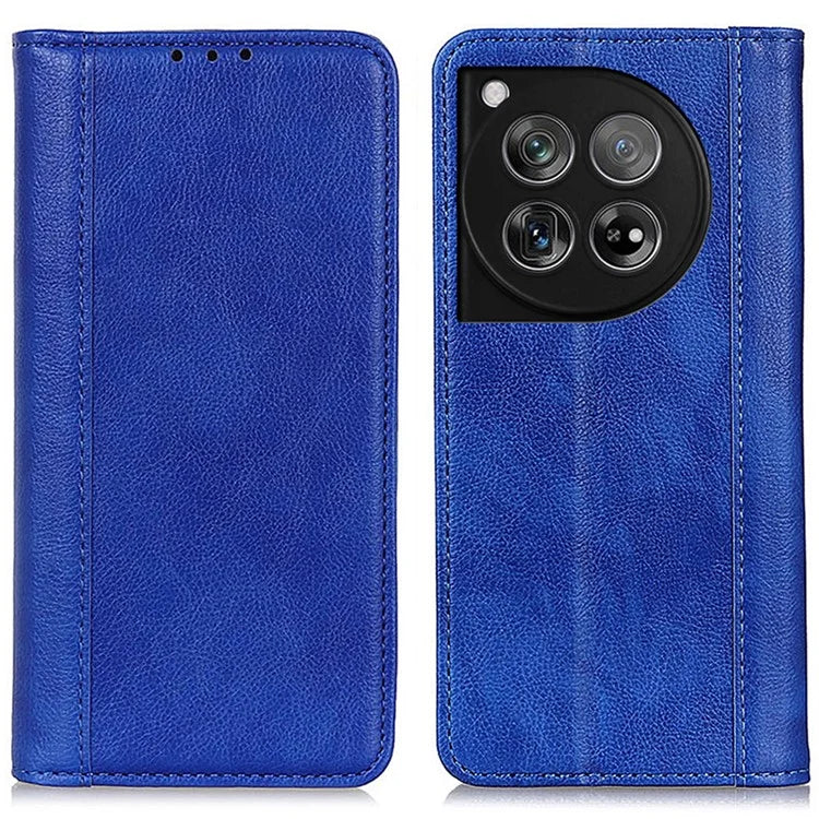 For OnePlus 12 5G Phone Cover Litchi Texture Magnetic Split Leather Wallet Case