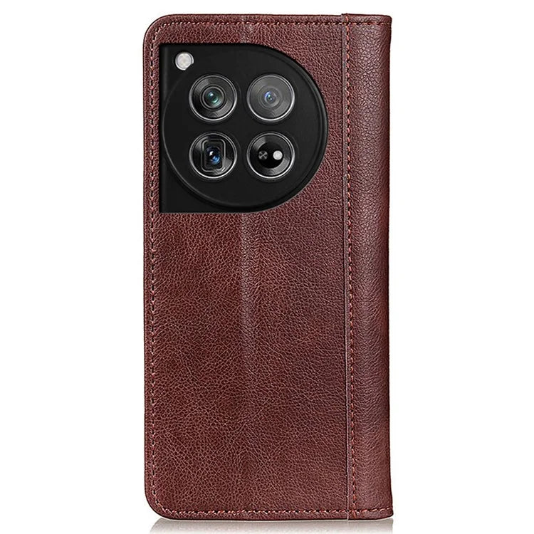 For OnePlus 12 5G Phone Cover Litchi Texture Magnetic Split Leather Wallet Case