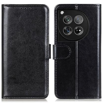 For OnePlus 12 5G Flip Leather Phone Cover Crazy Horse Pattern Design