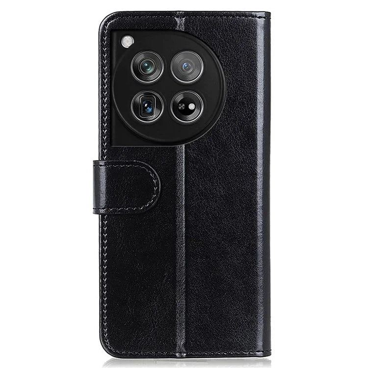 For OnePlus 12 5G Flip Leather Phone Cover Crazy Horse Pattern Design