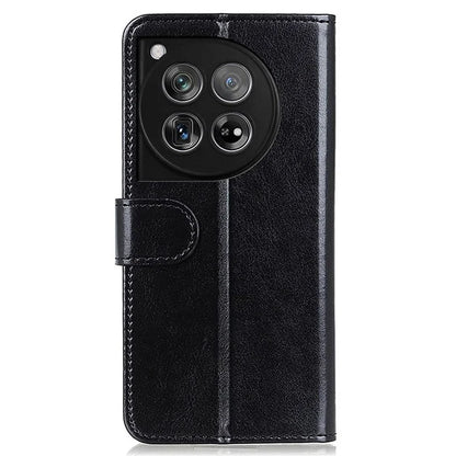 For OnePlus 12 5G Flip Leather Phone Cover Crazy Horse Pattern Design