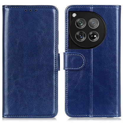 For OnePlus 12 5G Flip Leather Phone Cover Crazy Horse Pattern Design