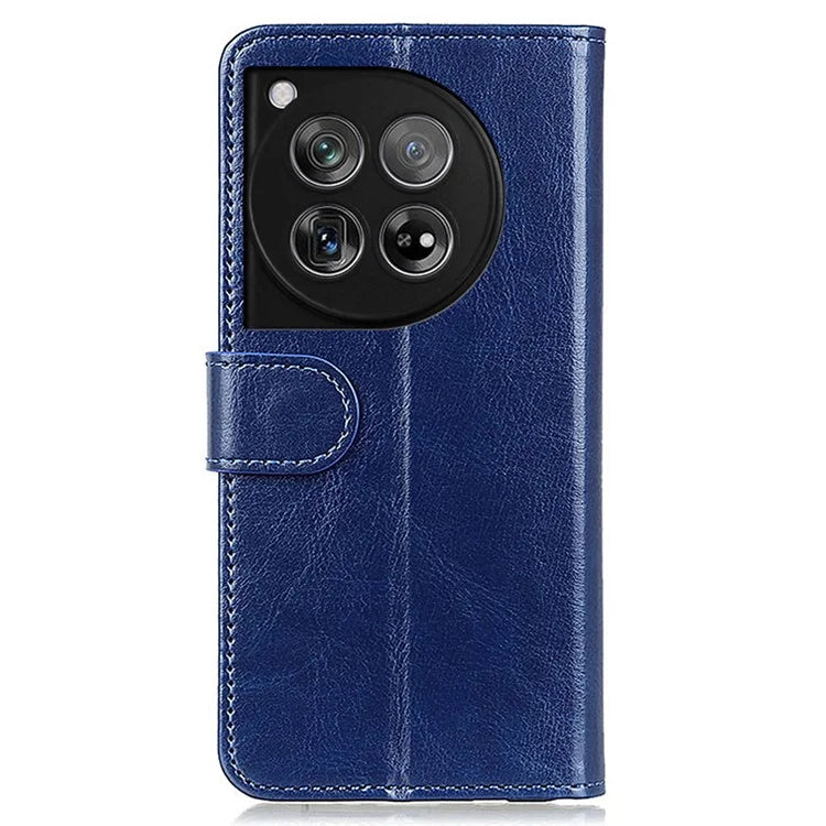 For OnePlus 12 5G Flip Leather Phone Cover Crazy Horse Pattern Design
