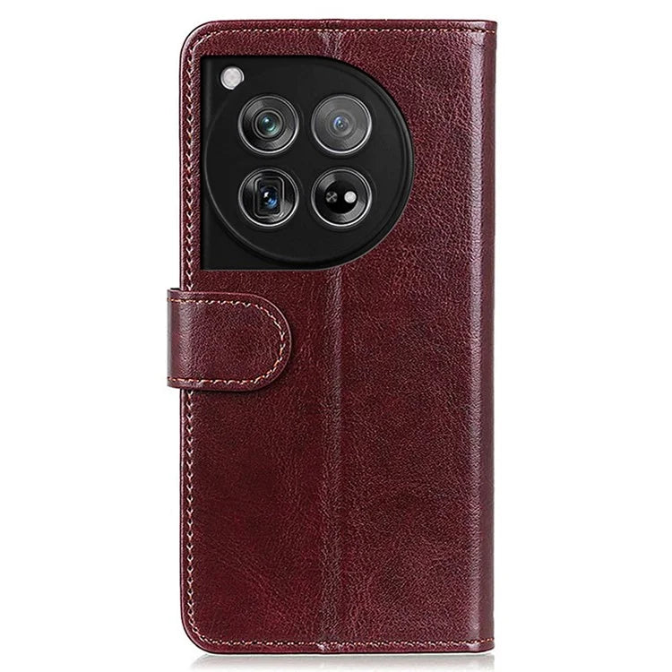 For OnePlus 12 5G Flip Leather Phone Cover Crazy Horse Pattern Design