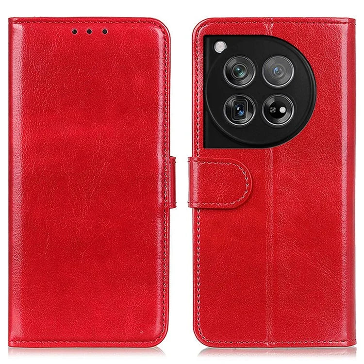 For OnePlus 12 5G Flip Leather Phone Cover Crazy Horse Pattern Design