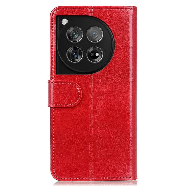 For OnePlus 12 5G Flip Leather Phone Cover Crazy Horse Pattern Design