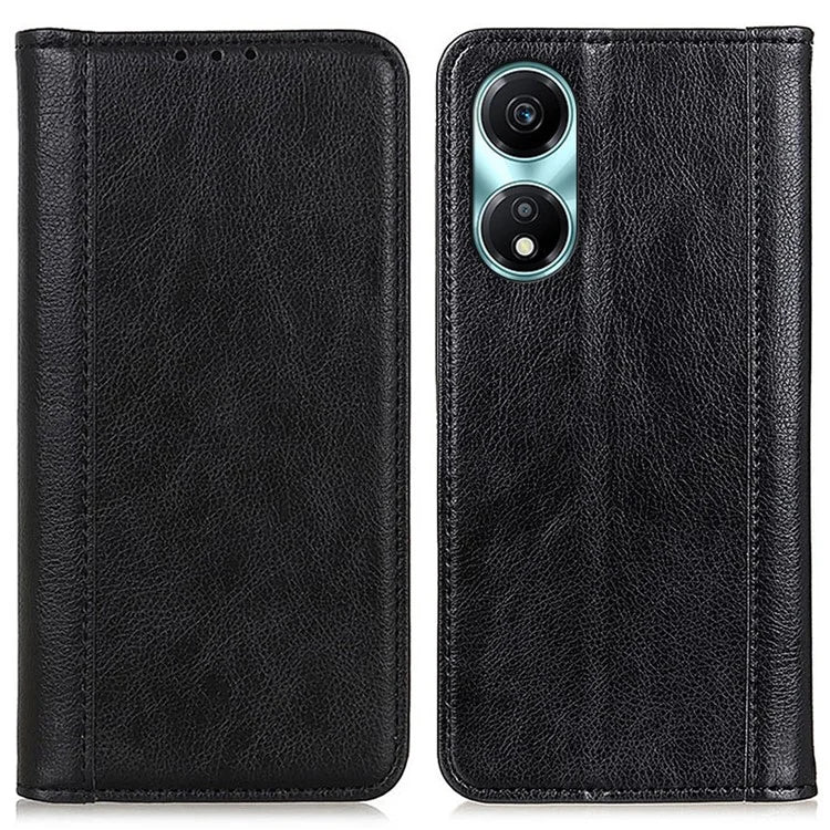 For Honor X5 Plus Wallet Case Magnetic Closure with Litchi Grain Split Leather