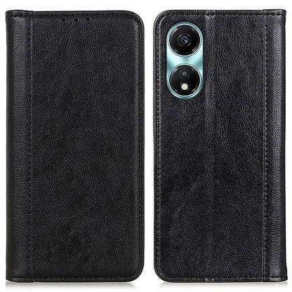 For Honor X5 Plus Wallet Case Magnetic Closure with Litchi Grain Split Leather