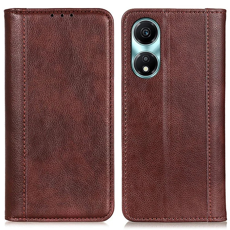For Honor X5 Plus Wallet Case Magnetic Closure with Litchi Grain Split Leather