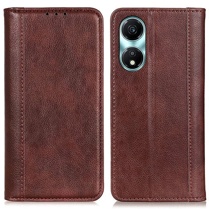 For Honor X5 Plus Wallet Case Magnetic Closure with Litchi Grain Split Leather