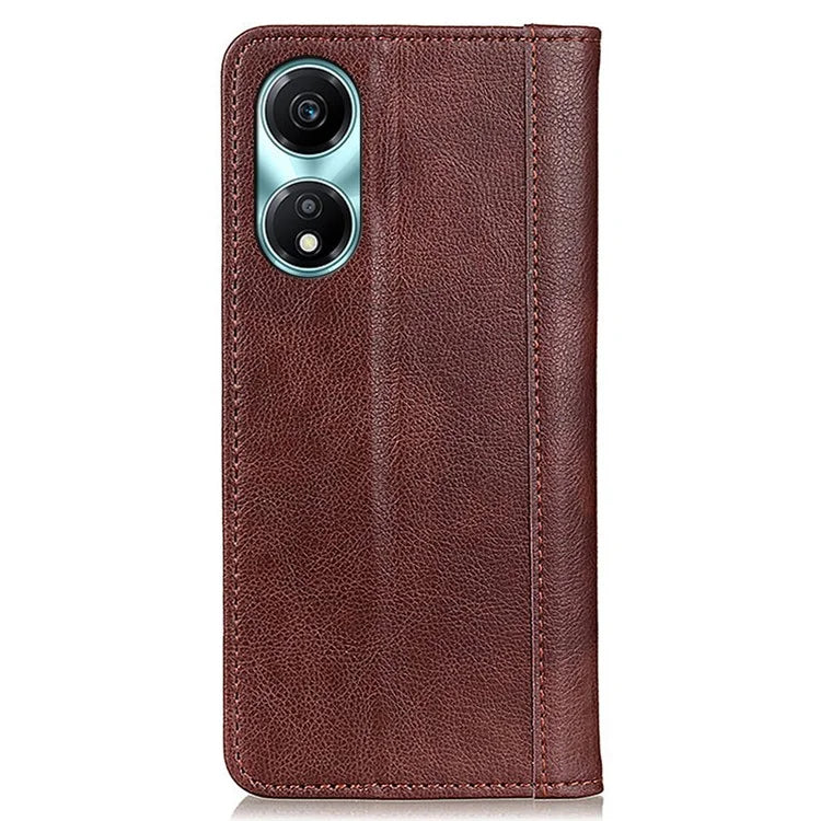 For Honor X5 Plus Wallet Case Magnetic Closure with Litchi Grain Split Leather