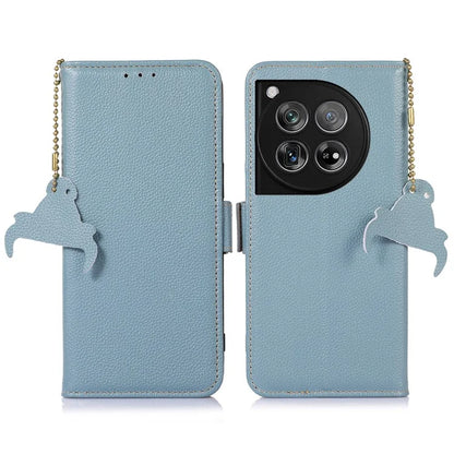 For OnePlus 12 5G Phone Case Genuine Cow Leather RFID Blocking Wallet