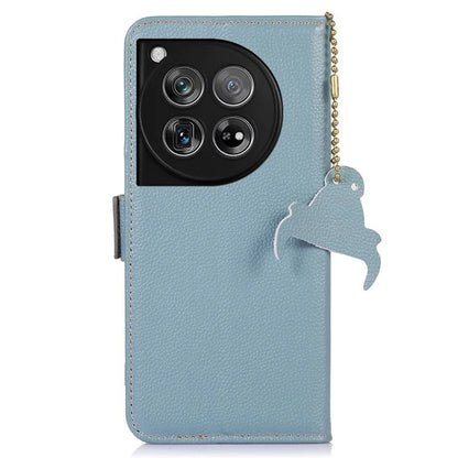 For OnePlus 12 5G Phone Case Genuine Cow Leather RFID Blocking Wallet