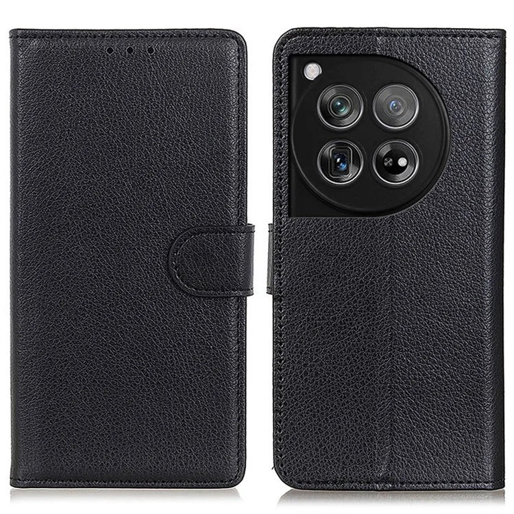 For OnePlus 12 5G Classic Litchi Grain Leather Case Phone Wallet Cover
