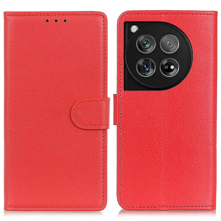 For OnePlus 12 5G Classic Litchi Grain Leather Case Phone Wallet Cover