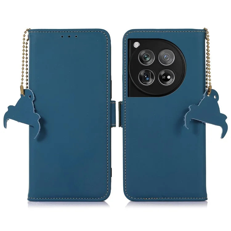 For OnePlus 12 5G Case RFID Blocking Case Wallet Genuine Cow Leather Phone Cover