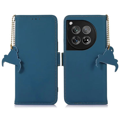 For OnePlus 12 5G Case RFID Blocking Case Wallet Genuine Cow Leather Phone Cover