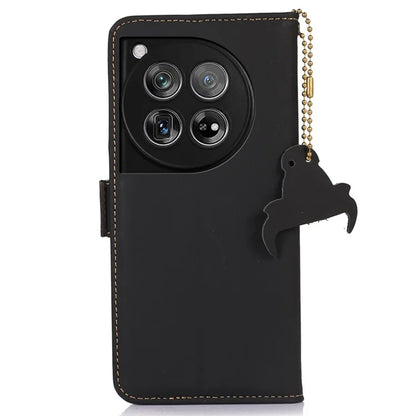 For OnePlus 12 5G Case RFID Blocking Case Wallet Genuine Cow Leather Phone Cover