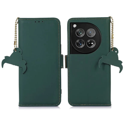 For OnePlus 12 5G Case RFID Blocking Case Wallet Genuine Cow Leather Phone Cover